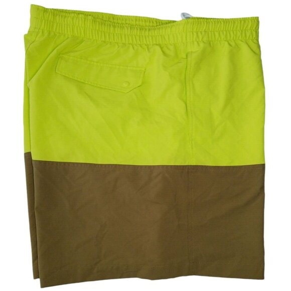 Duluth Trading Pier Genius Swim Trunks 3XL XXXL Yellow Tan Colorblock Lined - Picture 5 of 11
